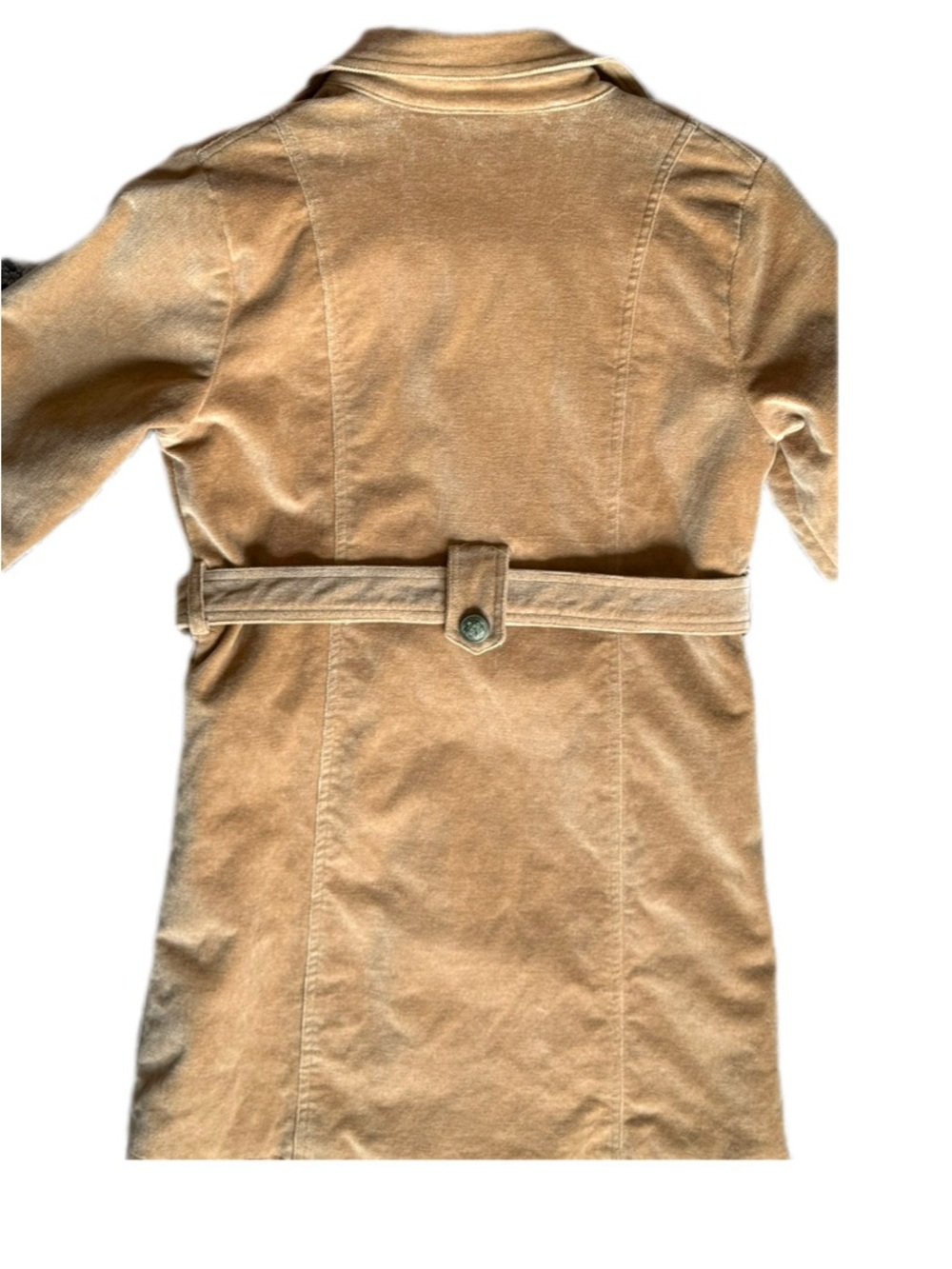 Bianni Girls Size 14 Camel Belted Stretch Trench Coat Studded Lapel Cotton Blend - Picture 5 of 13